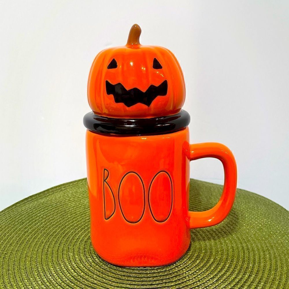 Rae Dunn Boo Halloween Pumpkin Mug with Topper NWT